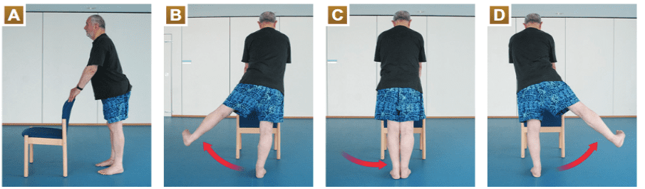 حرکت بلند کردن پا به طرفین/نرمش برای تقویت عضلات پا در سالمندان